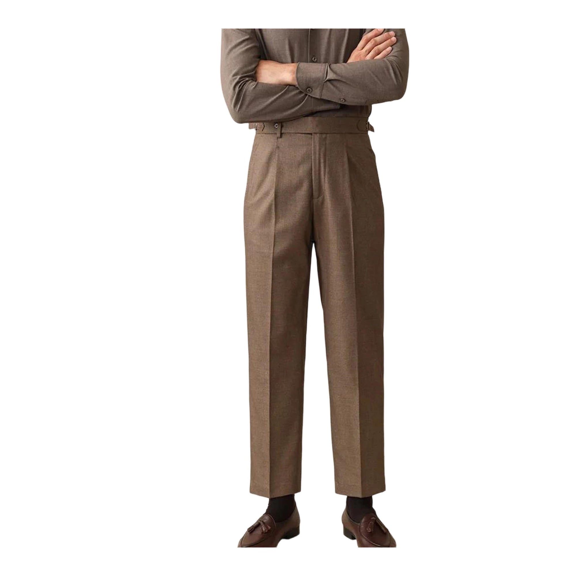 Men's Wool Formal Dress Pants Straight Fit Trousers