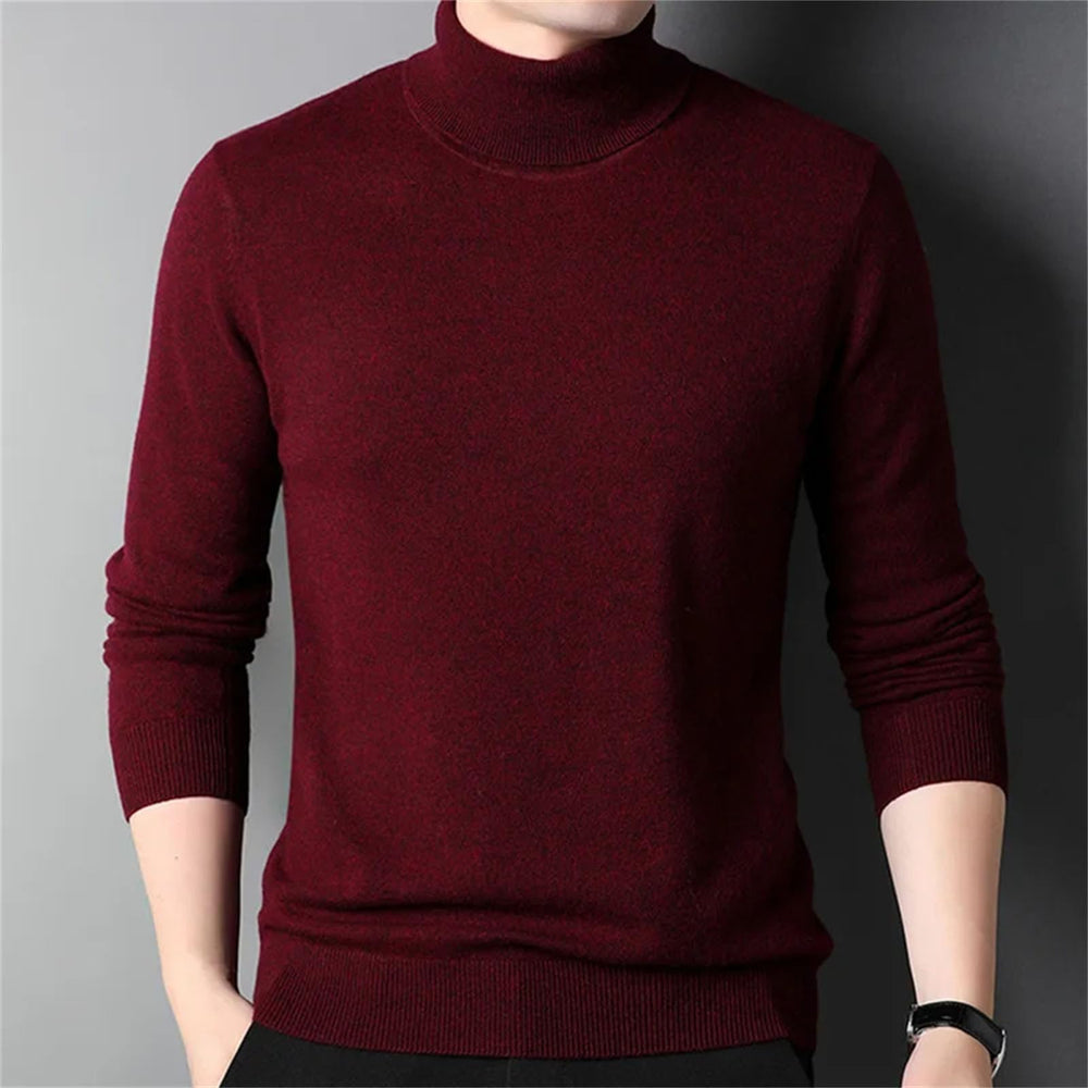 Men Thickening Knitted Sweaters Turtleneck Collar Pullover Solid Casual Knitwear
