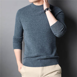 SIDUFHAOPKLL Autumn and Winter Thickened Warm Jumper Wool Casual O-Neck Pullover Men's Fleece Knit Sweater Knitwear