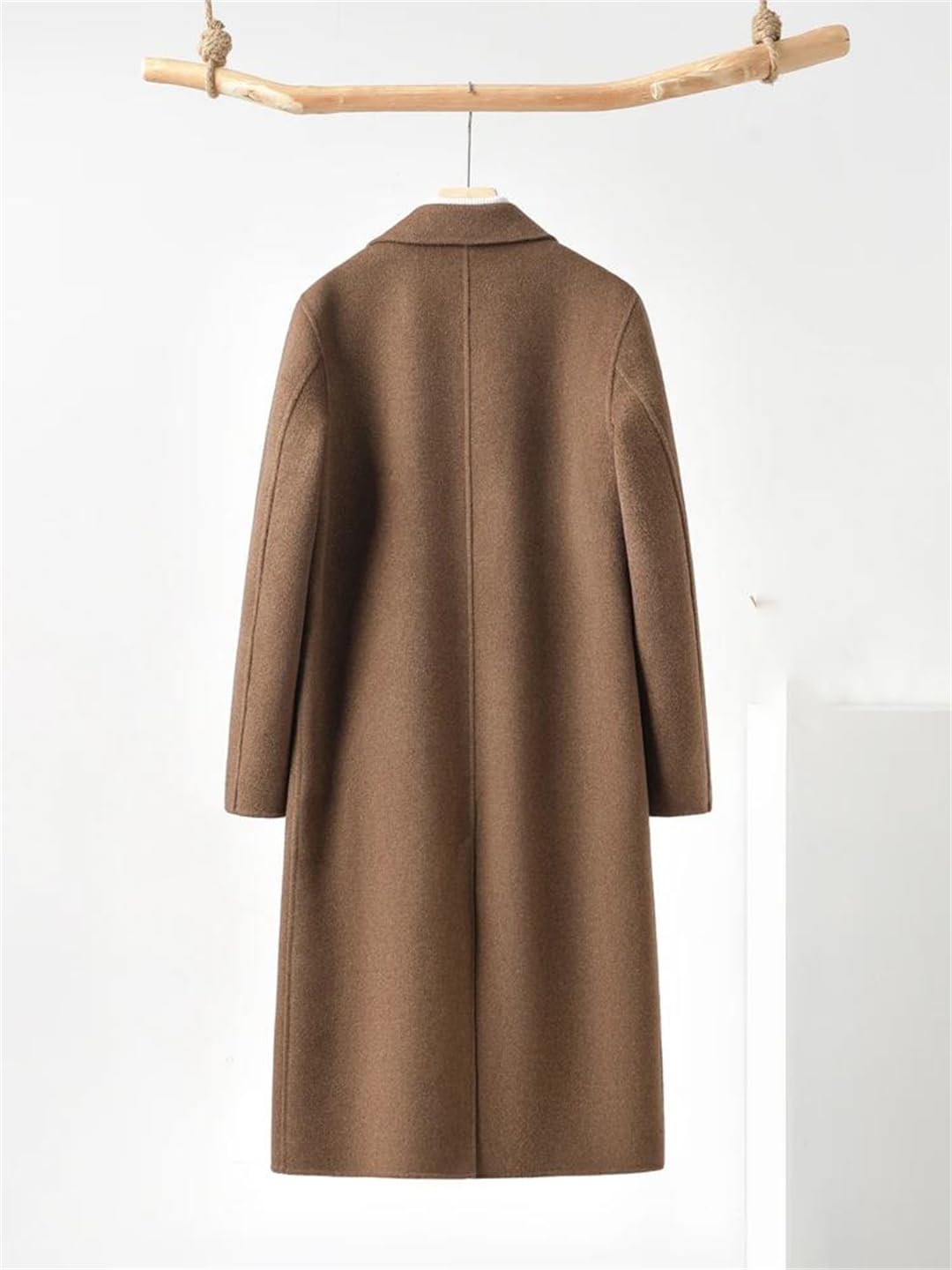Men's Double-Breasted Wool Trench Coat Slim Fit Overcoat
