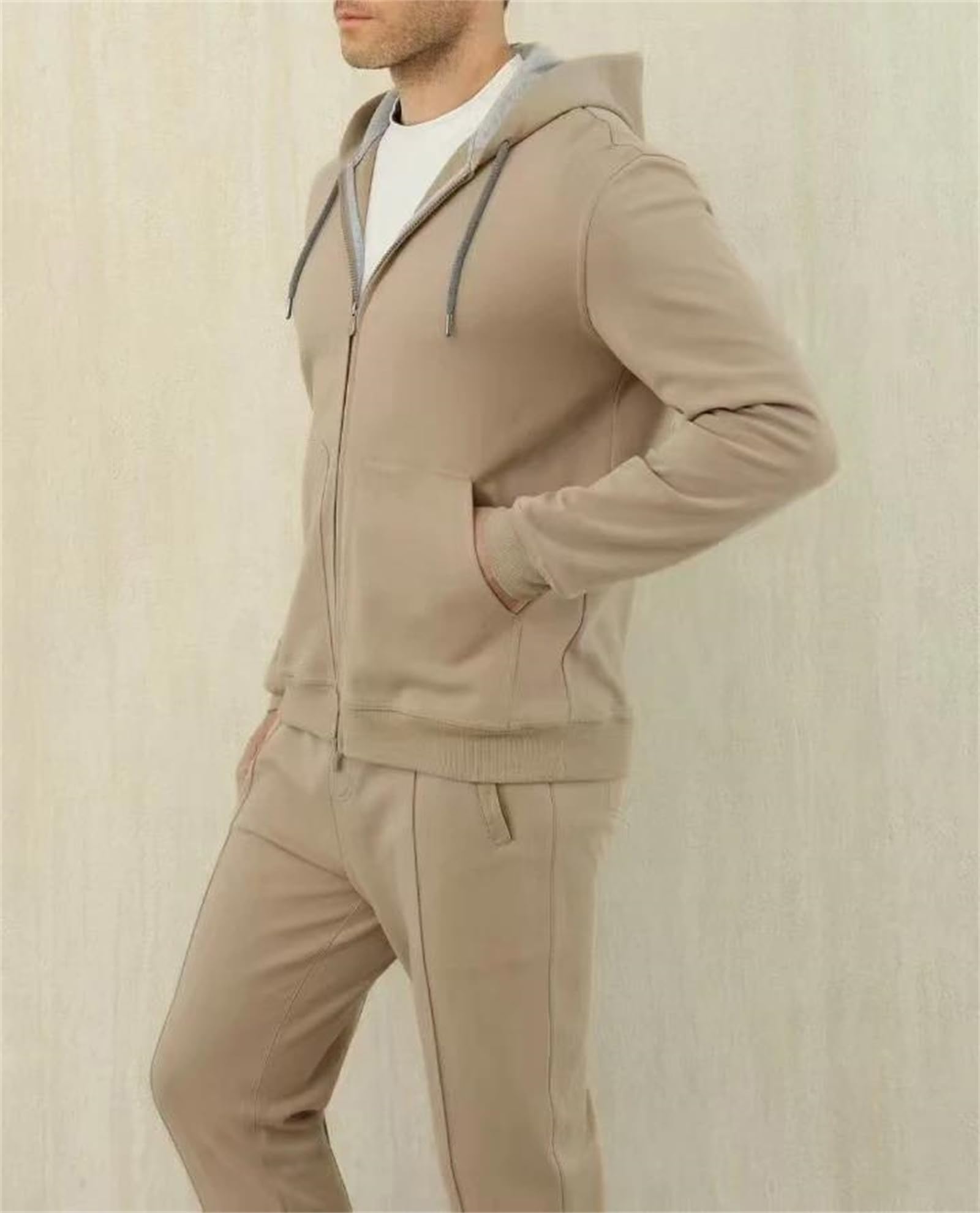 Men's Cashmere Hooded Cardigan & Knit Pants Set