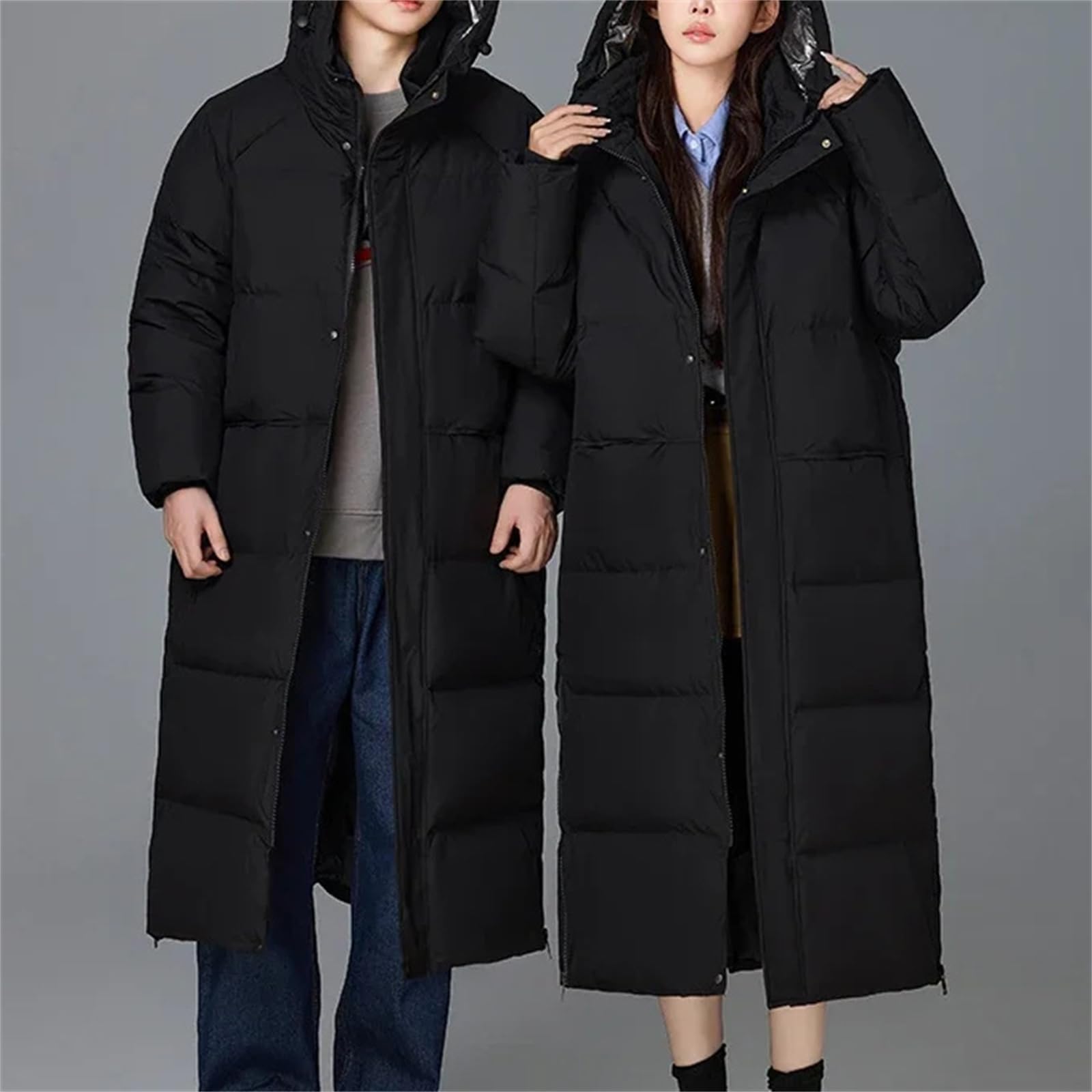 Men's Long Duck Down Padded Jacket - Casual Warm Puffer Parka Jacket For Winter