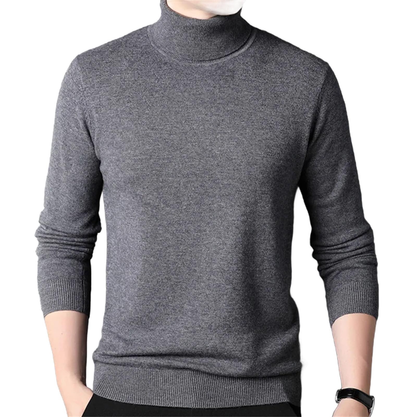 Men Thickening Knitted Sweaters Turtleneck Collar Pullover Solid Casual Knitwear