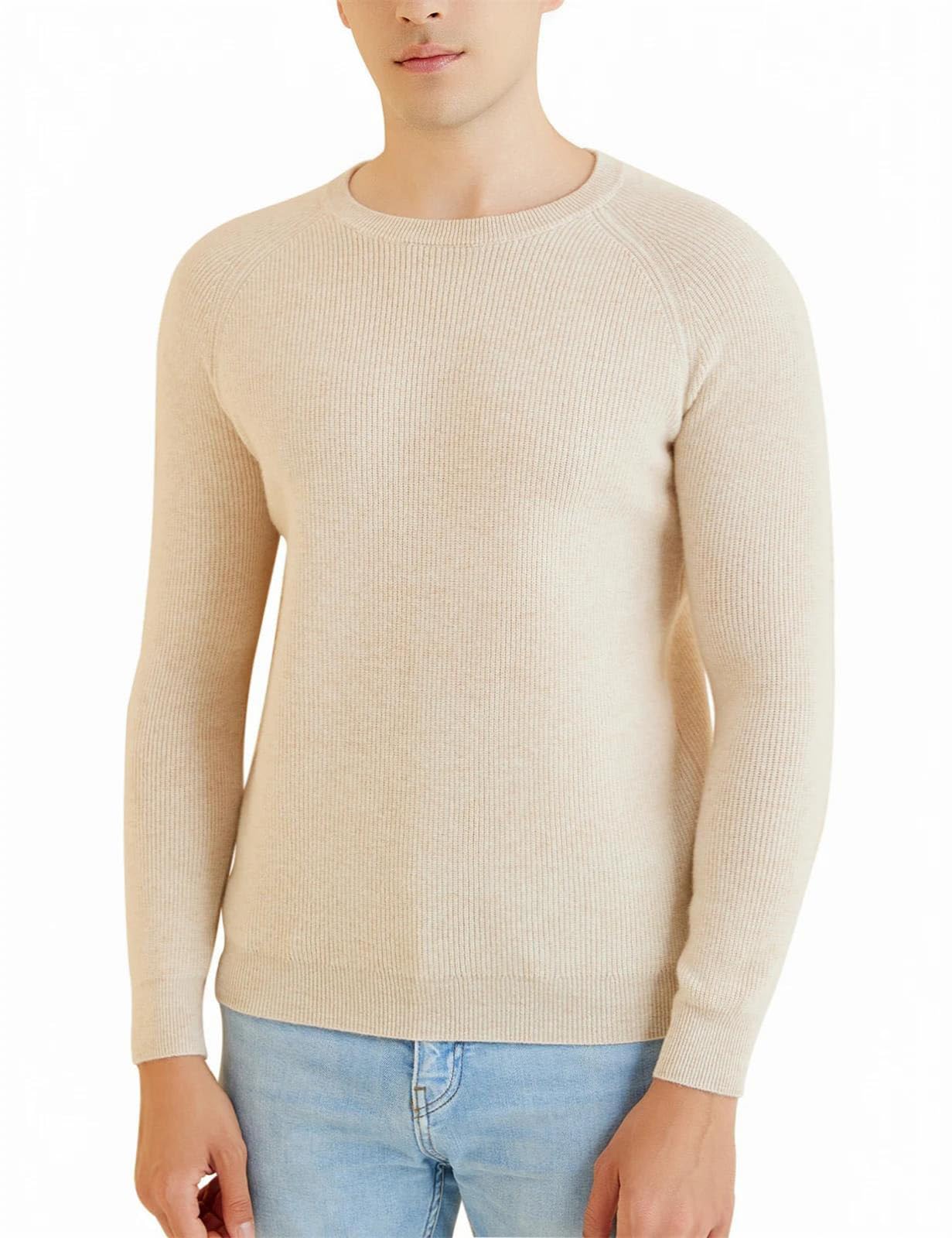 Men's Merino Wool Crewneck Knit Sweater Pullover