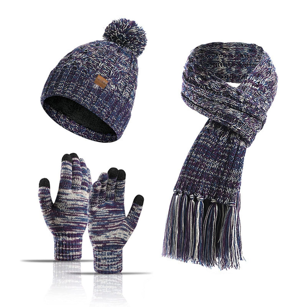 Women's Knit Hat Scarf & Touchscreen Gloves Set