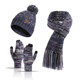 Women's Knit Hat Scarf & Touchscreen Gloves Set
