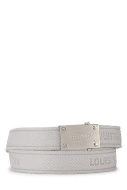 Louis Vuitton, Pre-loved Grey Canvas Bengal Belt 100, Grey