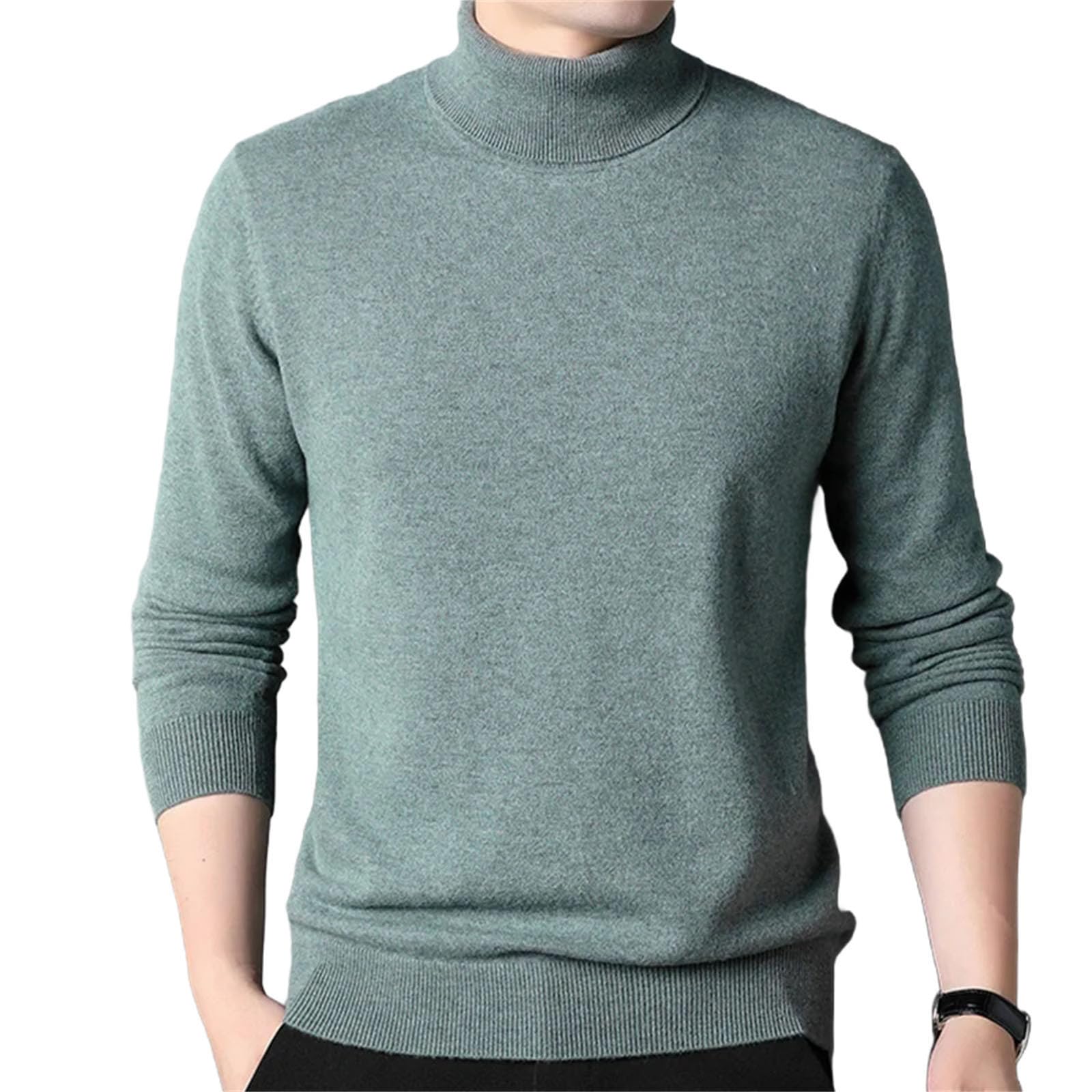 Men Thickening Knitted Sweaters Turtleneck Collar Pullover Solid Casual Knitwear