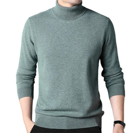 Men Thickening Knitted Sweaters Turtleneck Collar Pullover Solid Casual Knitwear