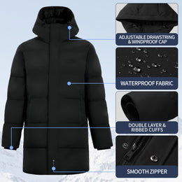 Men's Hooded Waterproof Puffer Parka Winter Coat