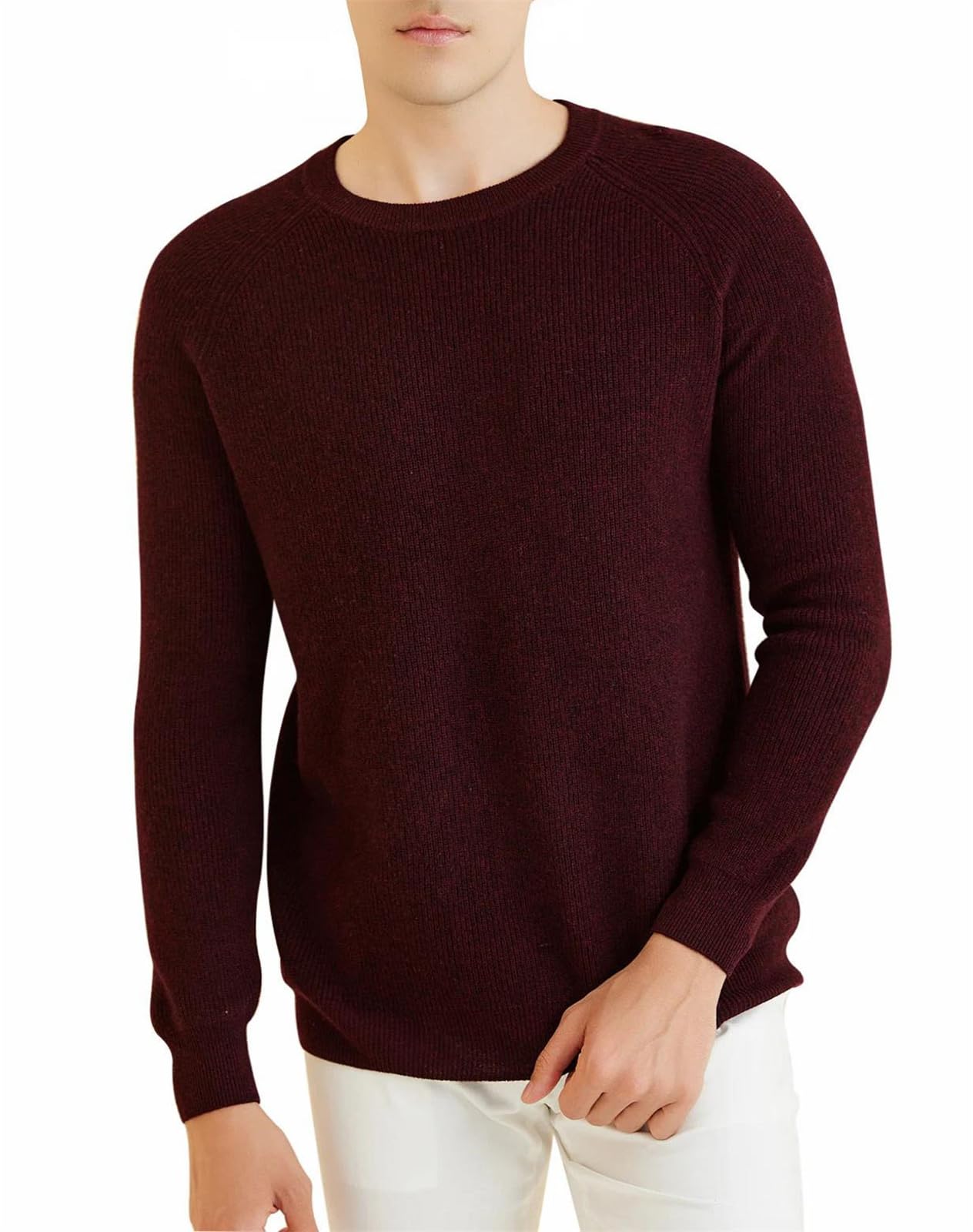 Men's Merino Wool Crewneck Knit Sweater Pullover