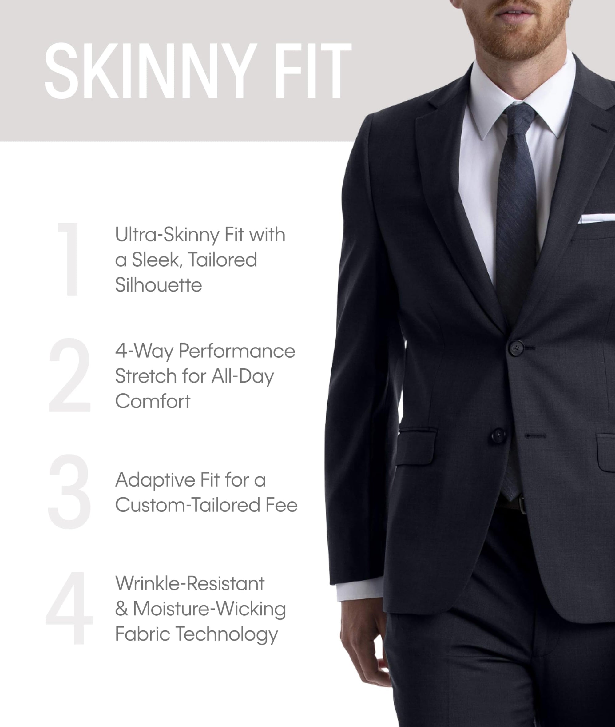 Calvin Klein Premium Skinny Fit Men’s Suit Separates | Performance Stretch Fabric