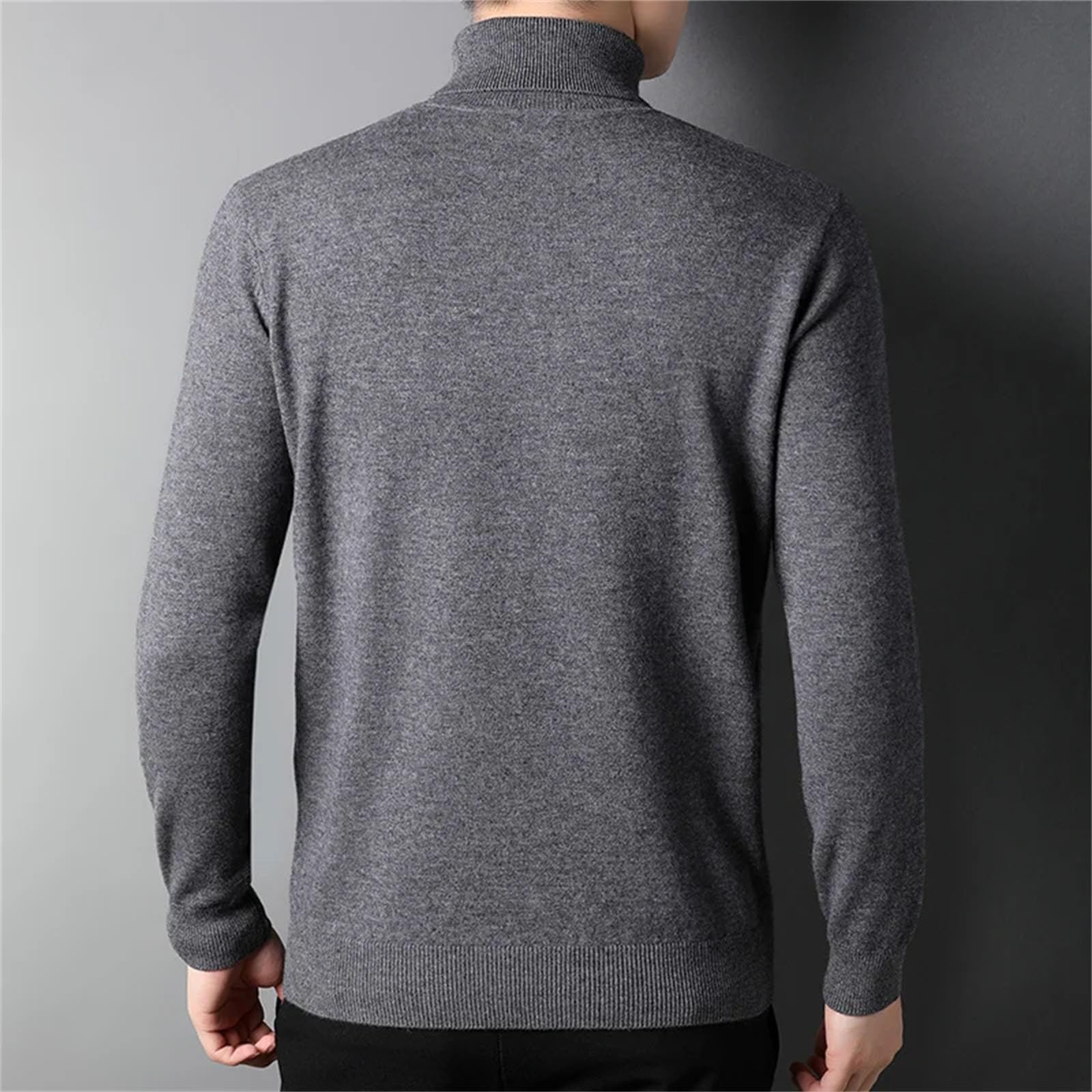 Men Thickening Knitted Sweaters Turtleneck Collar Pullover Solid Casual Knitwear