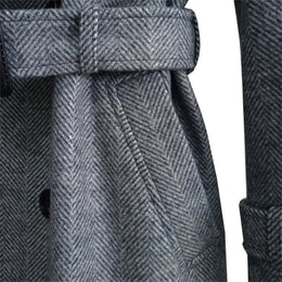 Men's Long Wool Trench Coat Winter Double Breasted Slim Fit Plus Size Overcoat