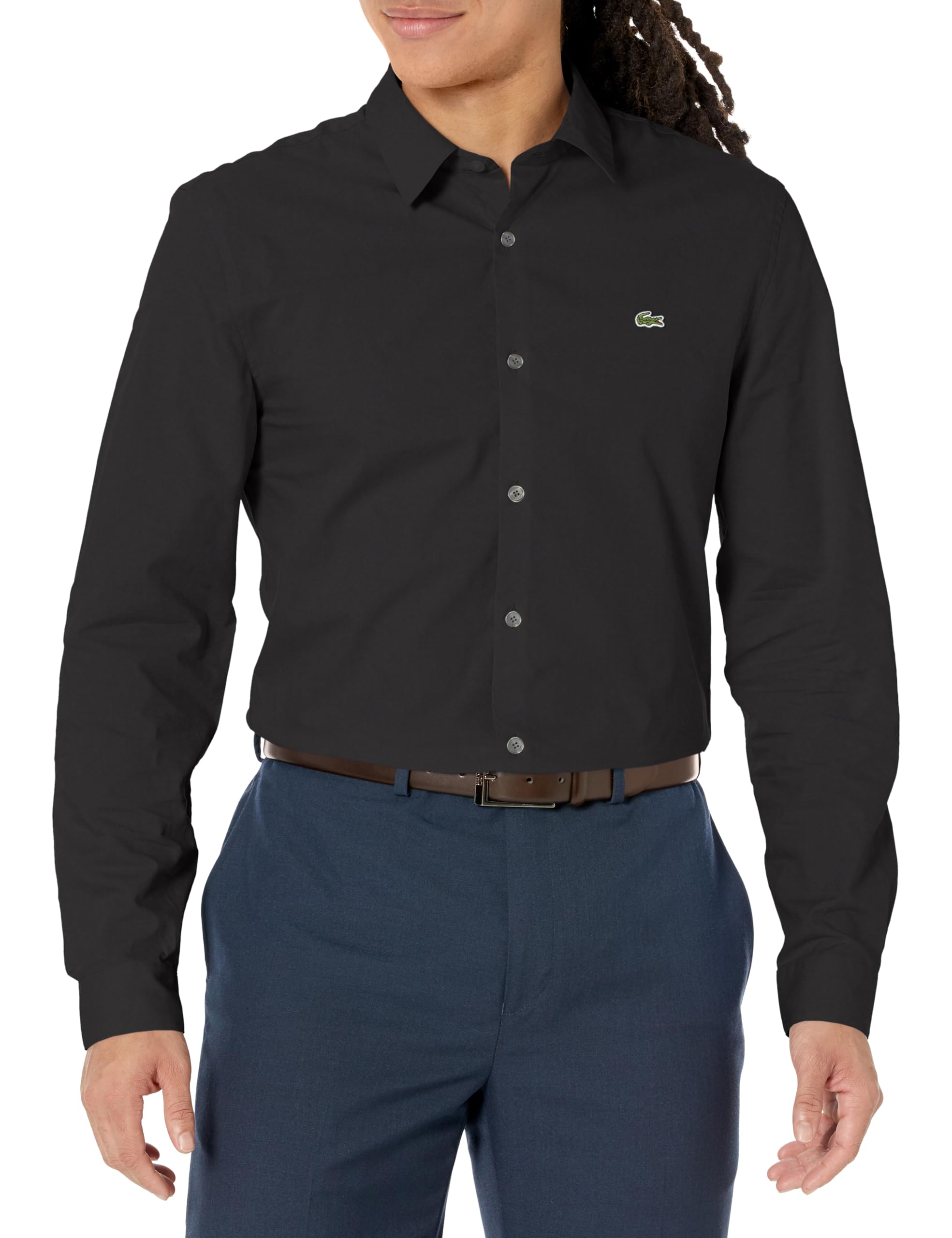 Lacoste Mens Long Sleeve Slim Fit Poplin Button Down Shirt