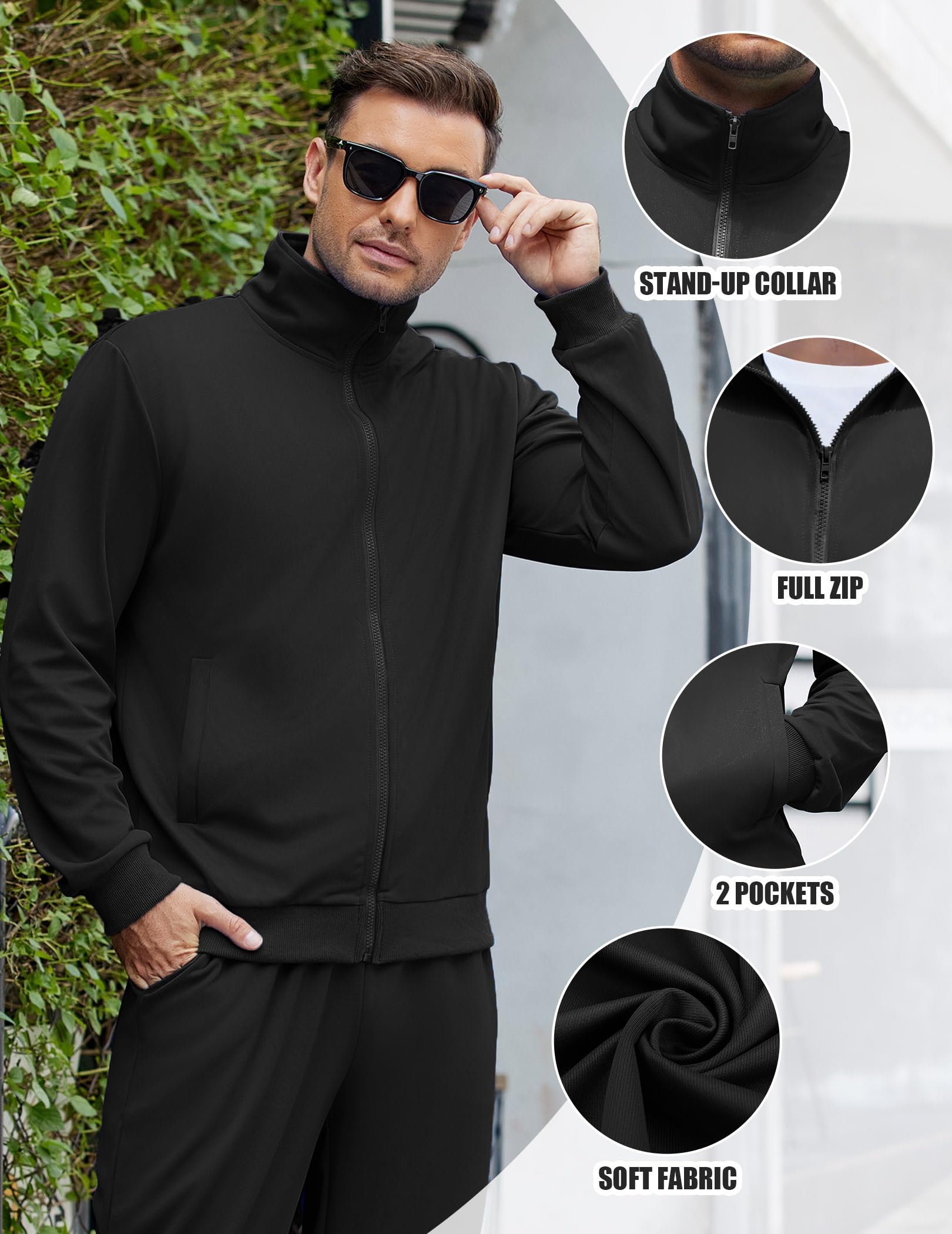 Men's Full Zip Athletic Tracksuit 2-Piece Set