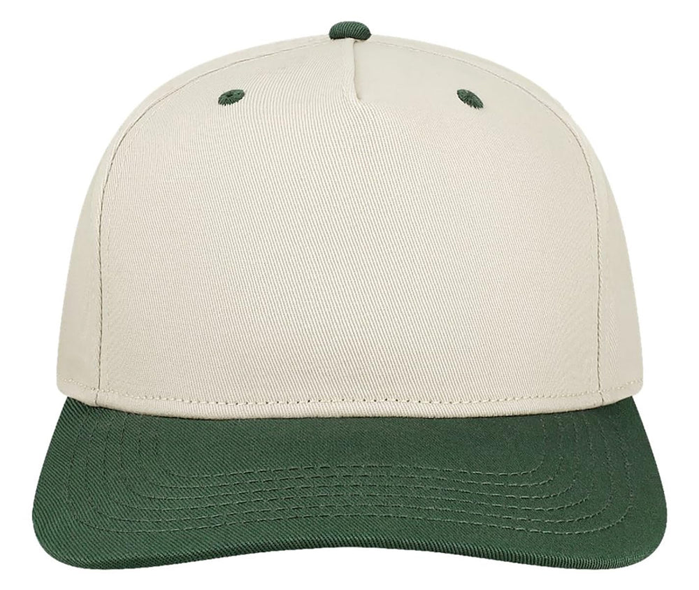 Joe's USA Heritage Twill Cap - OSFM - 12 Pack - Stone/Dark Green