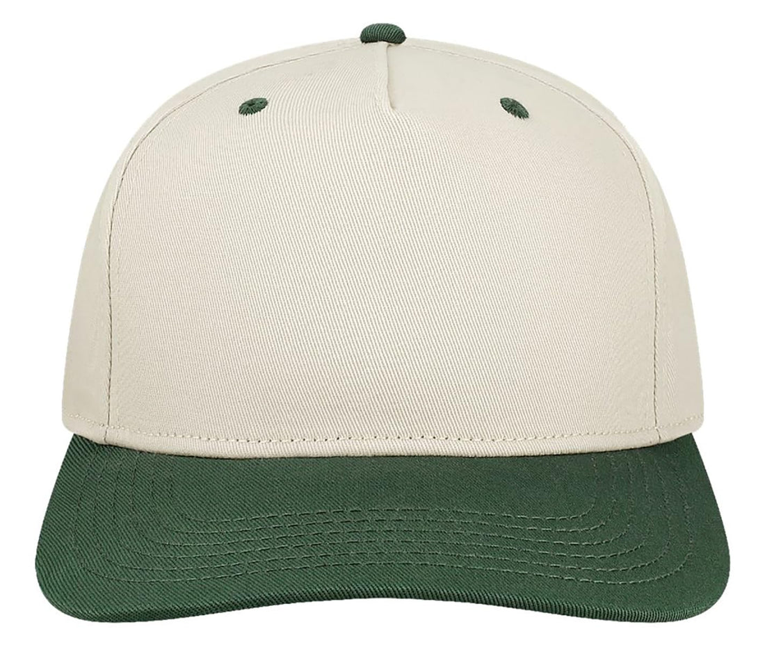 Joe's USA Heritage Twill Cap - OSFM - 12 Pack - Stone/Dark Green