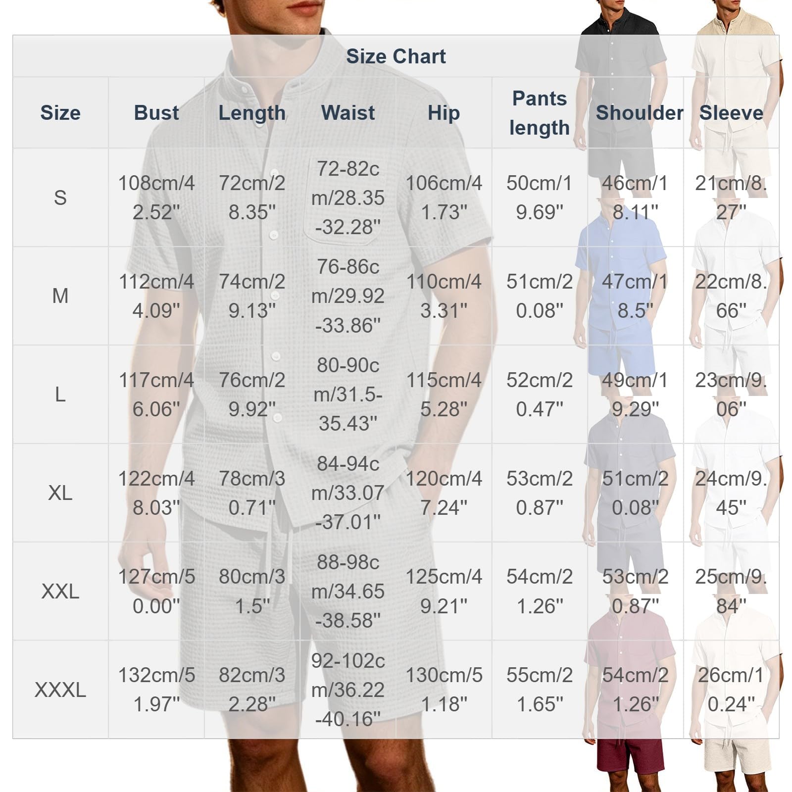 Men's Jacquard Stand Collar Shirt & Shorts 2-Piece Set