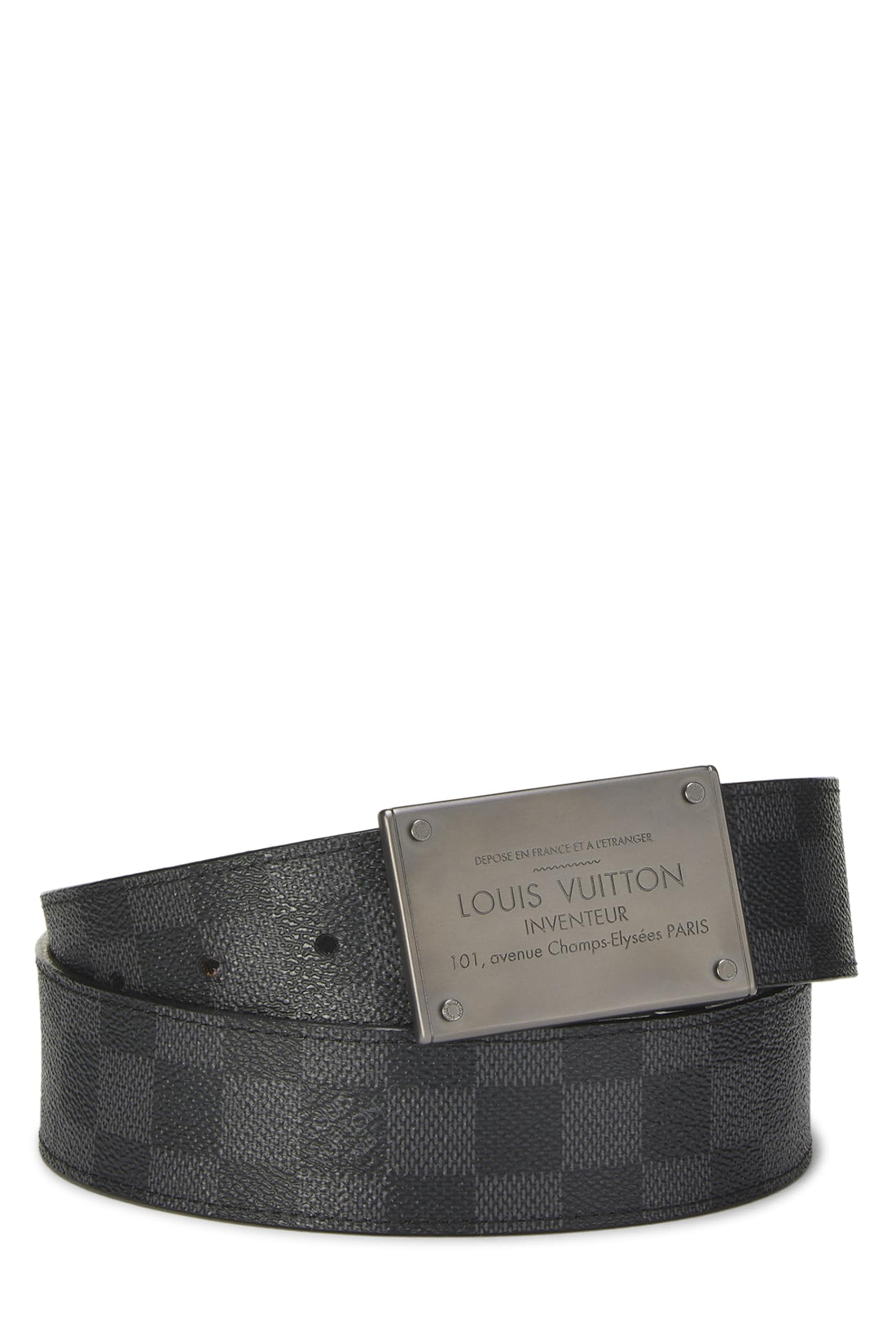 Louis Vuitton, Pre-loved Back Damier Graphite Neo Inventeur Reversible Belt 90, Black
