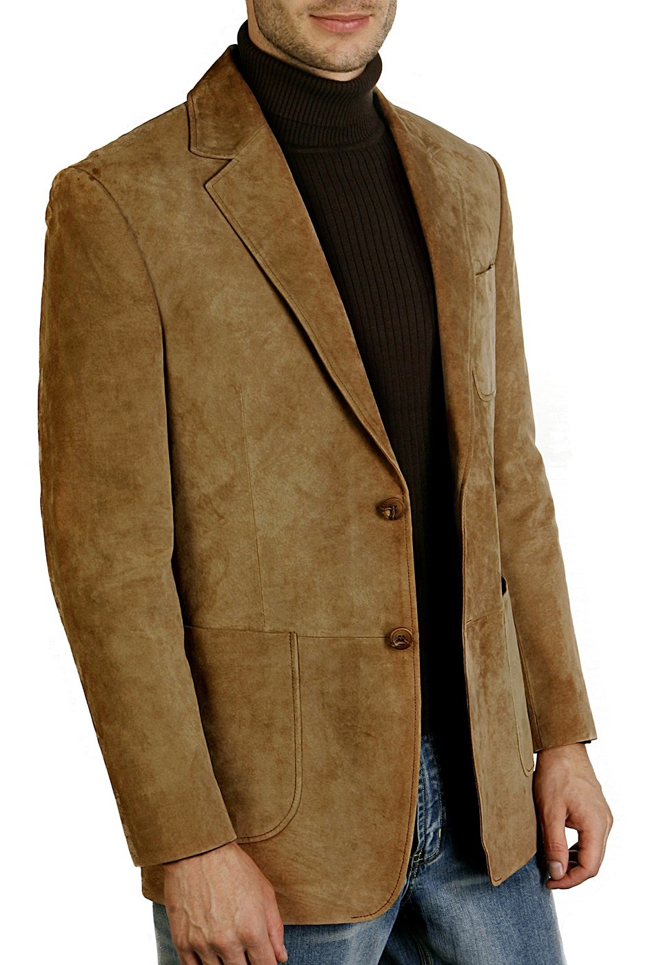Men's Suede Leather 2-Button Blazer Jacket