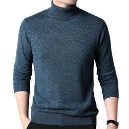 Men Thickening Knitted Sweaters Turtleneck Collar Pullover Solid Casual Knitwear