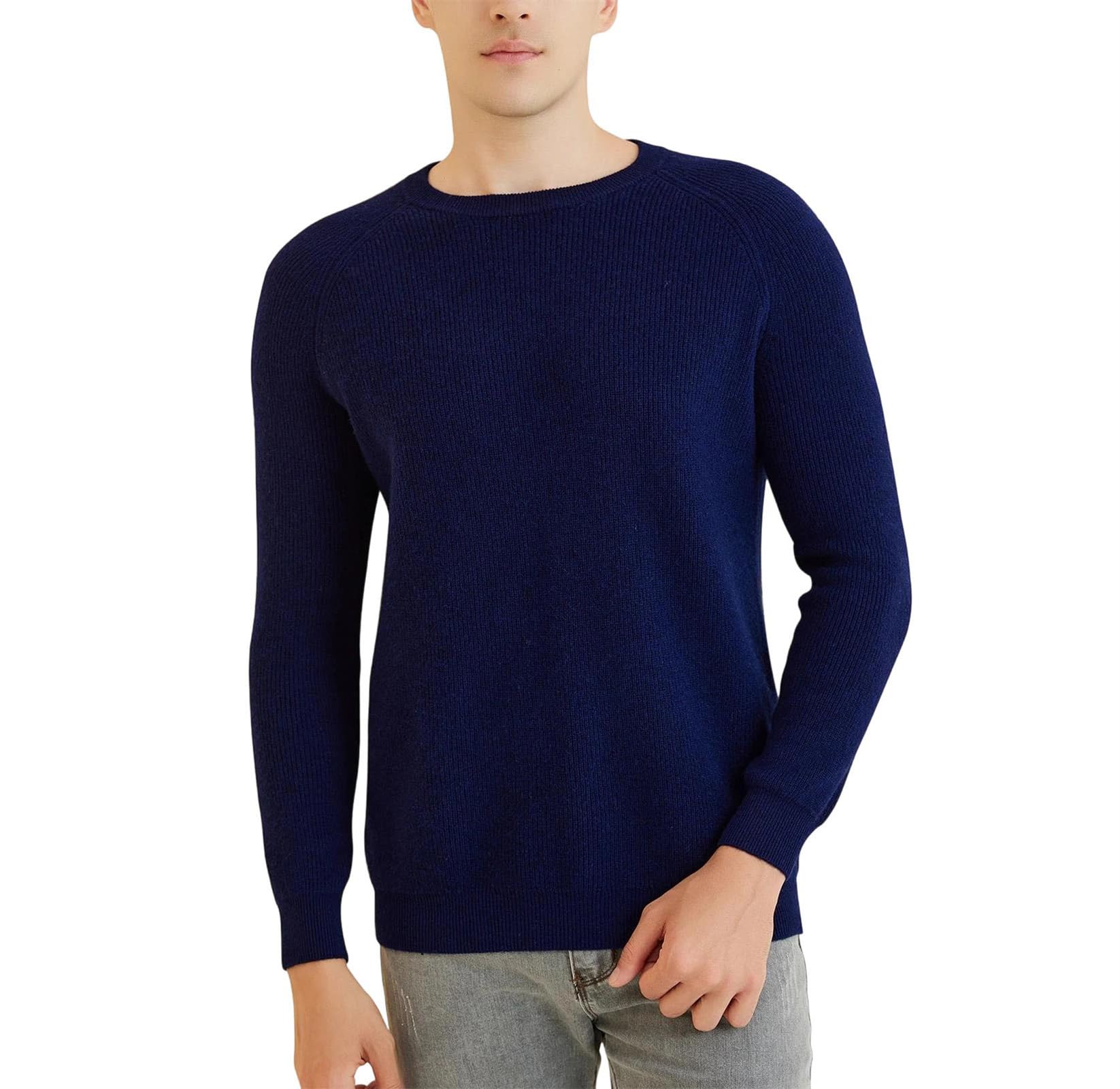 Men's Merino Wool Crewneck Knit Sweater Pullover