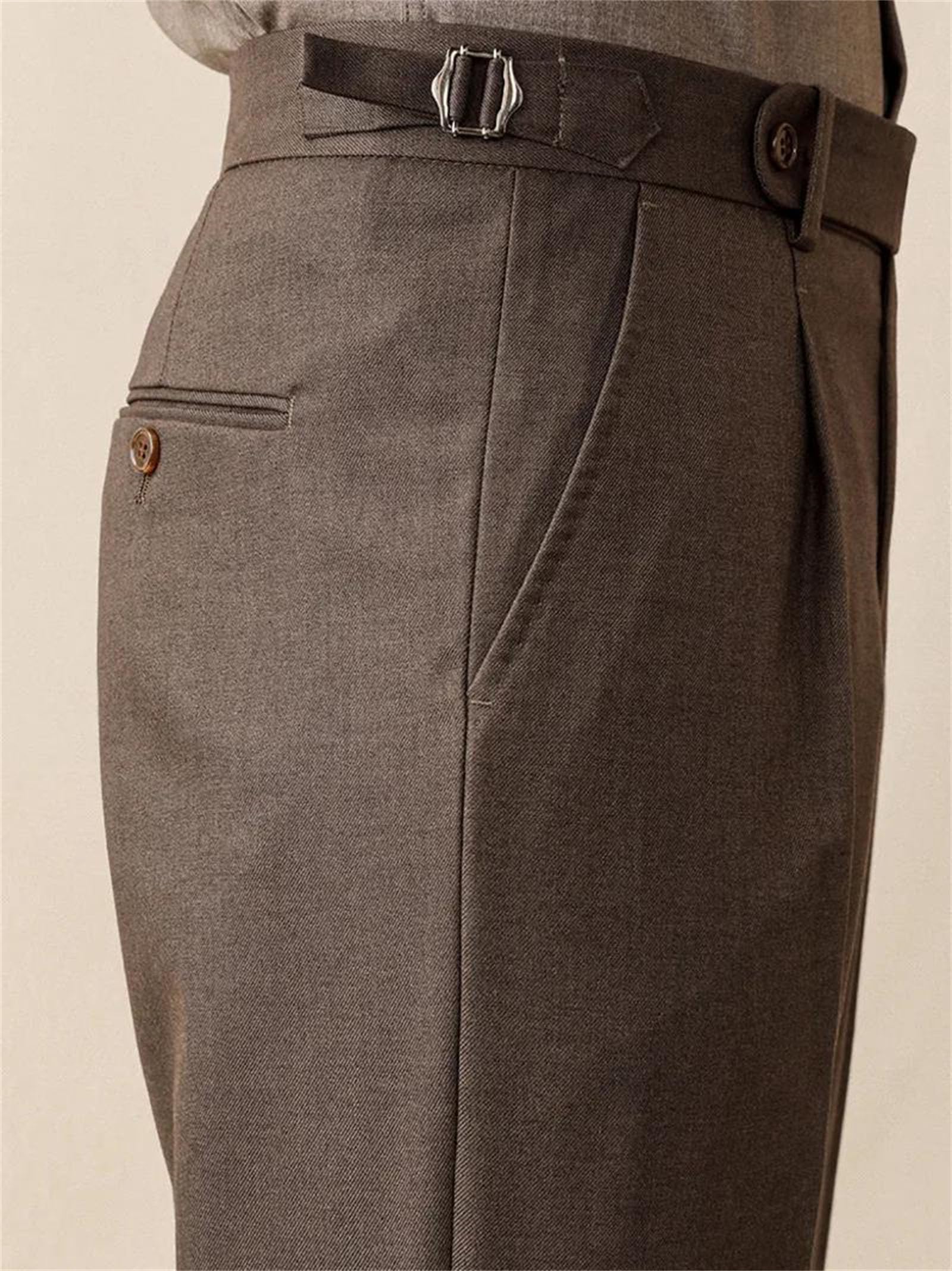Men's Wool Formal Dress Pants Straight Fit Trousers