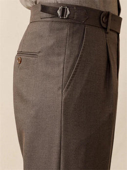Men's Wool Formal Dress Pants Straight Fit Trousers