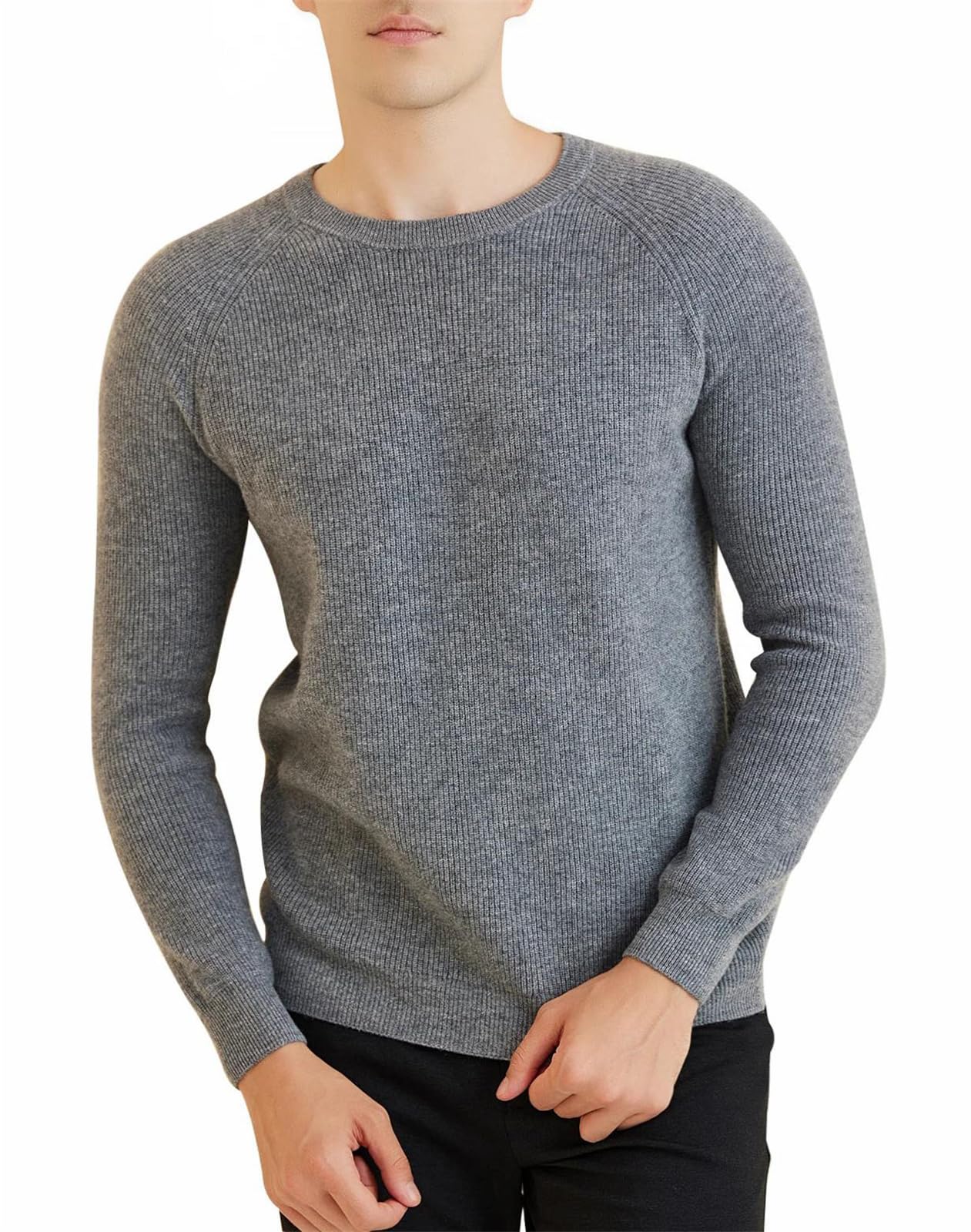 Men's Merino Wool Crewneck Knit Sweater Pullover