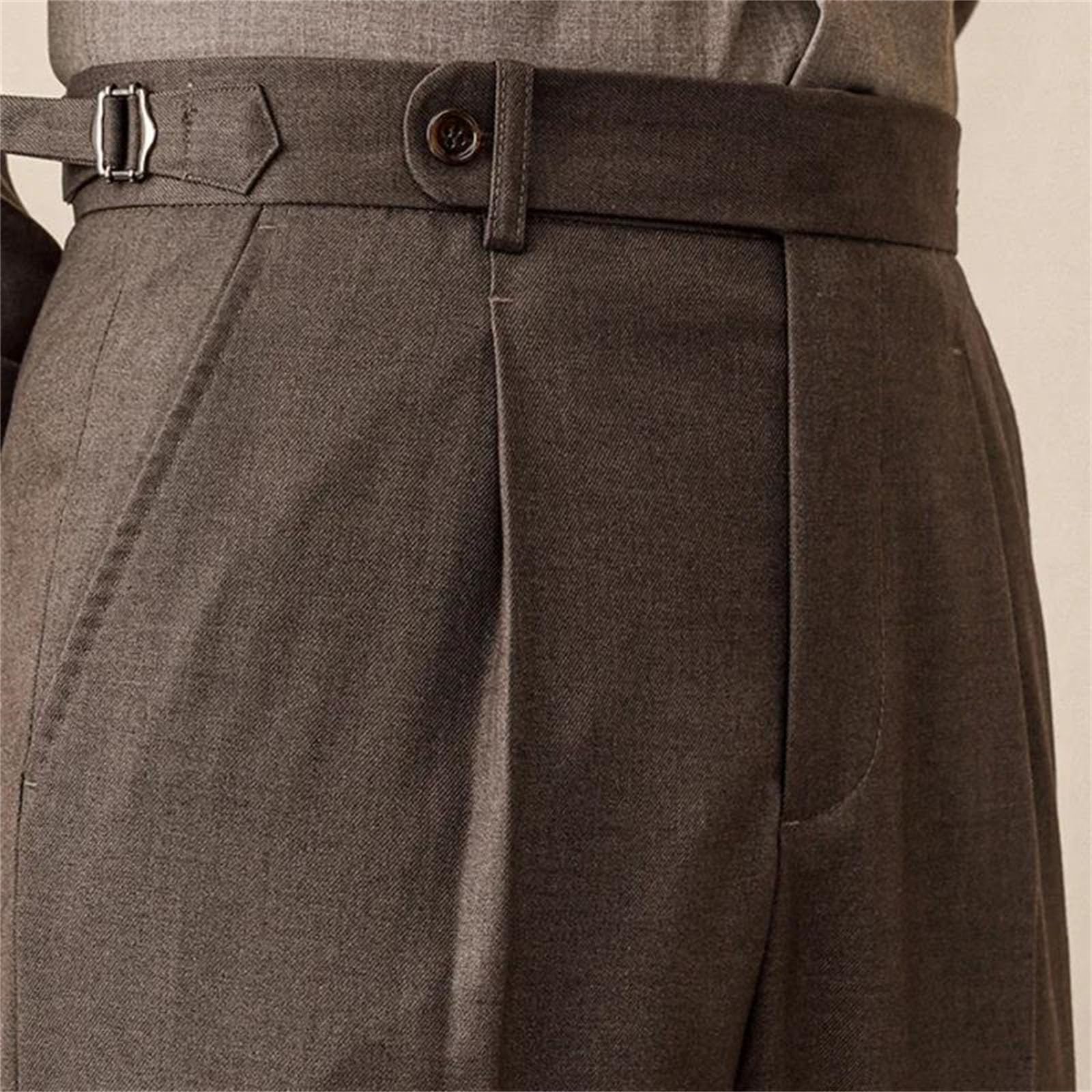 Men's Wool Formal Dress Pants Straight Fit Trousers