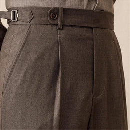 Men's Wool Formal Dress Pants Straight Fit Trousers