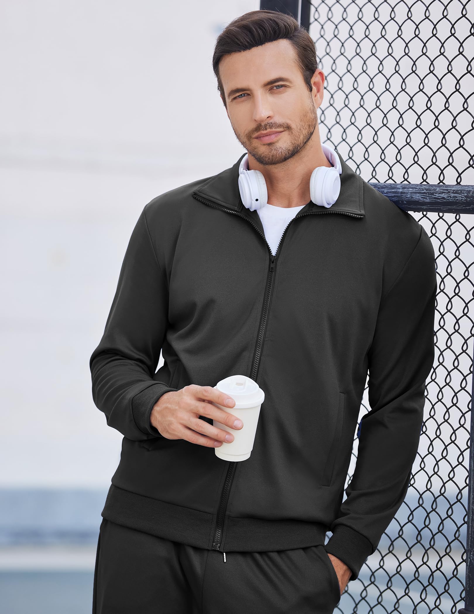 Men's Full Zip Athletic Tracksuit 2-Piece Set