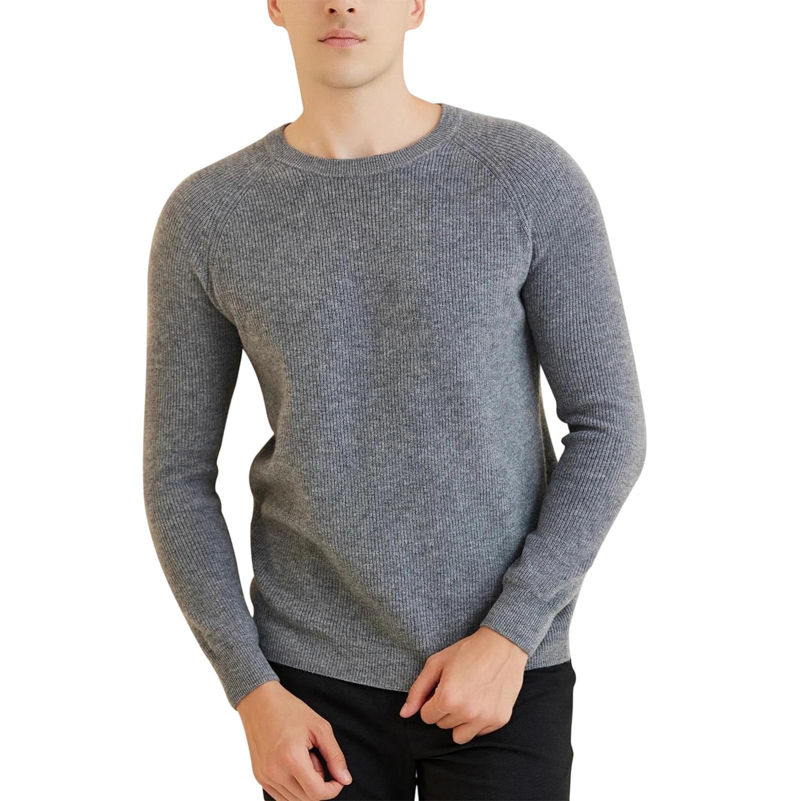 Men's Merino Wool Crewneck Knit Sweater Pullover