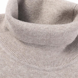 Men Thickening Knitted Sweaters Turtleneck Collar Pullover Solid Casual Knitwear