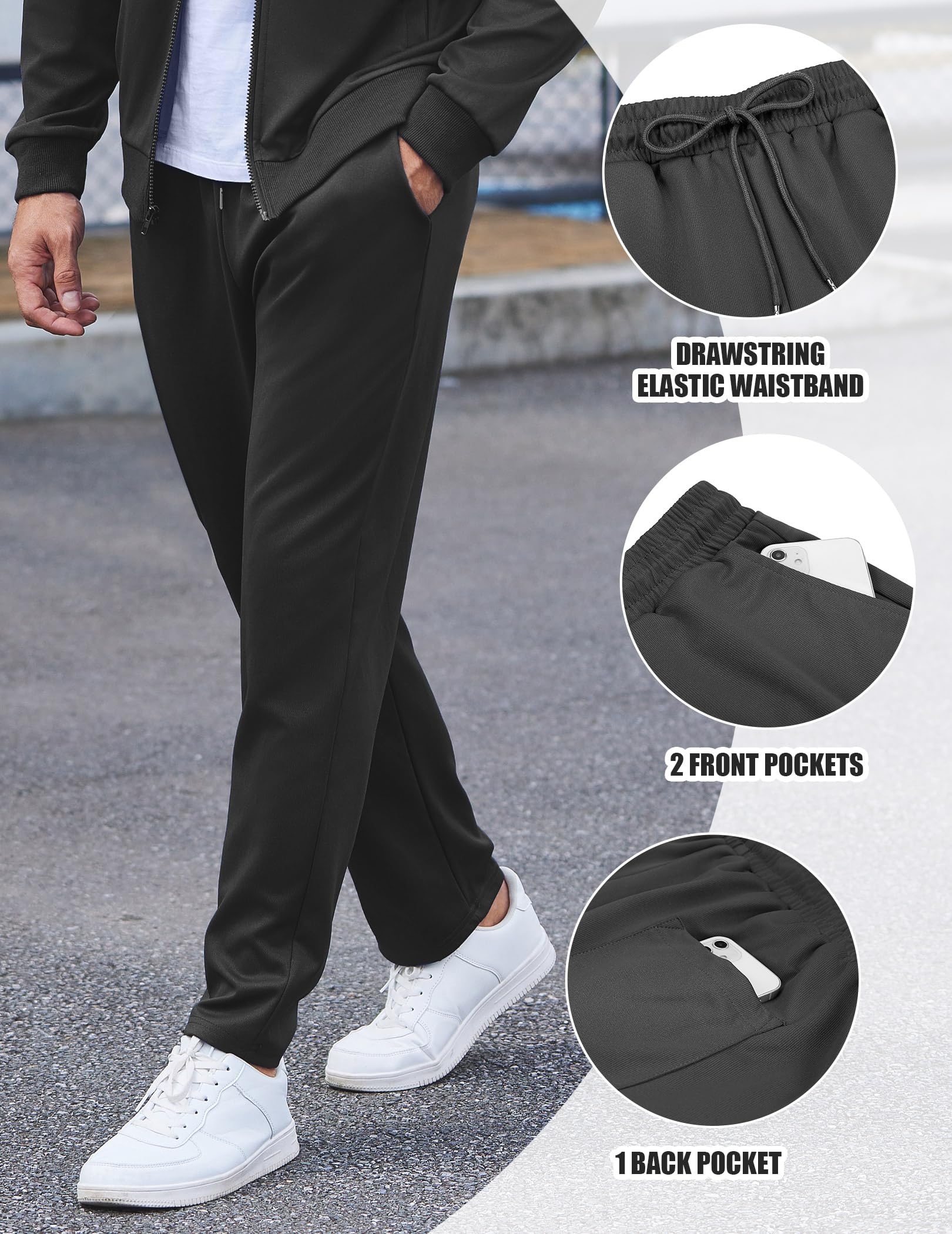 Men's Full Zip Athletic Tracksuit 2-Piece Set