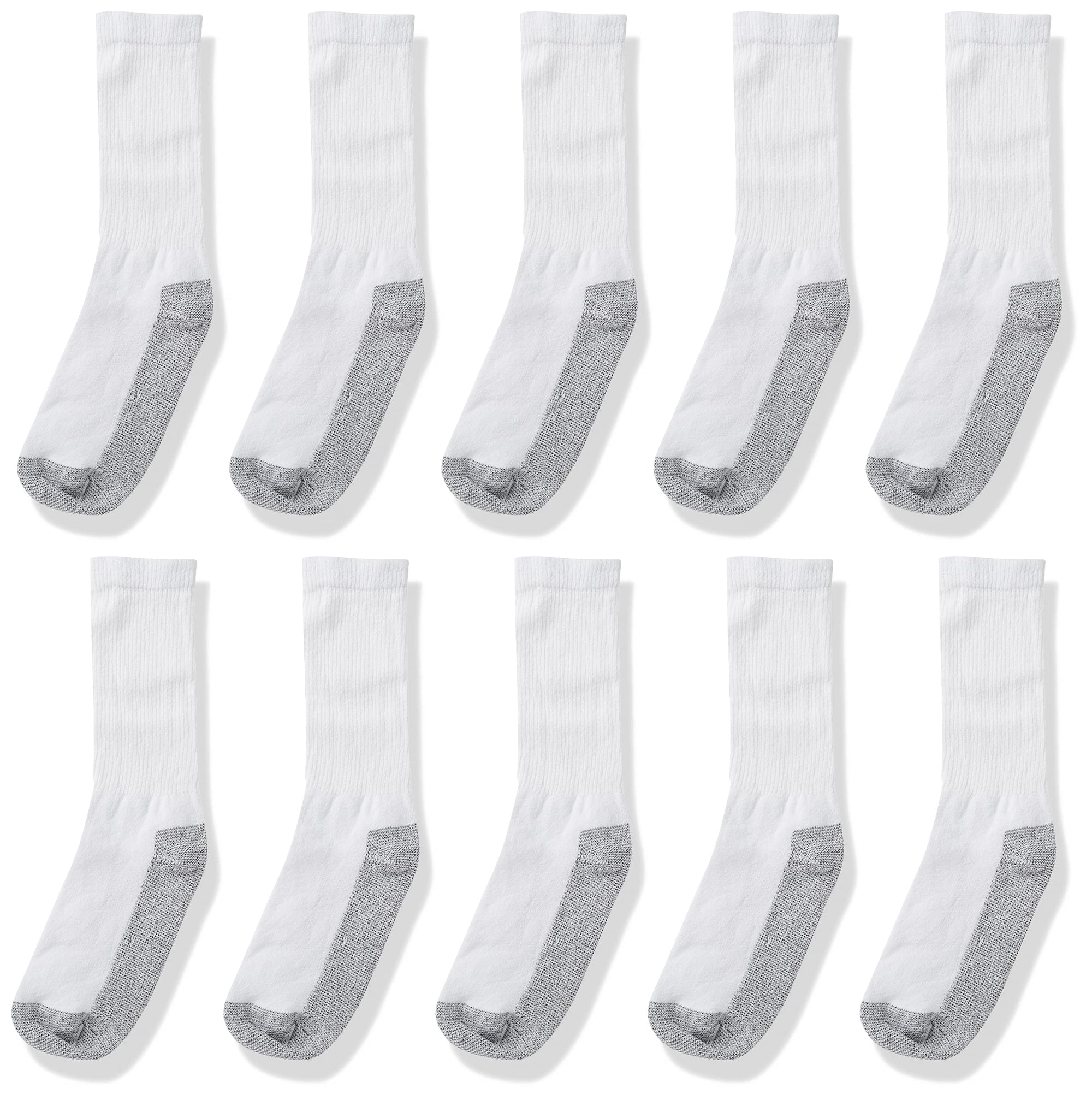 Fruit of the Loom Men’s Work Gear Cushioned Crew Socks 10 Pair