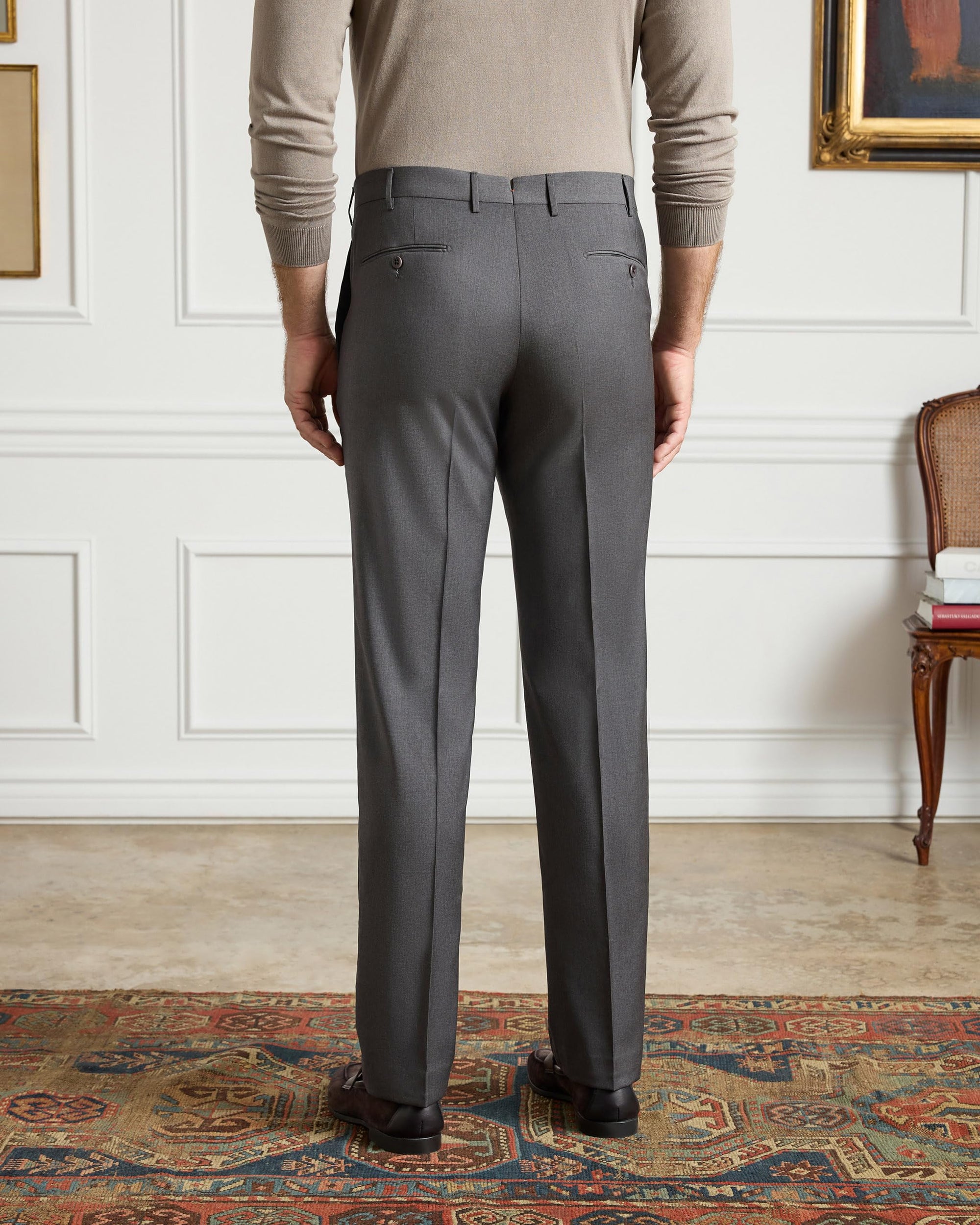 Men's Italian Wool Dress Pants Tailored Trousers