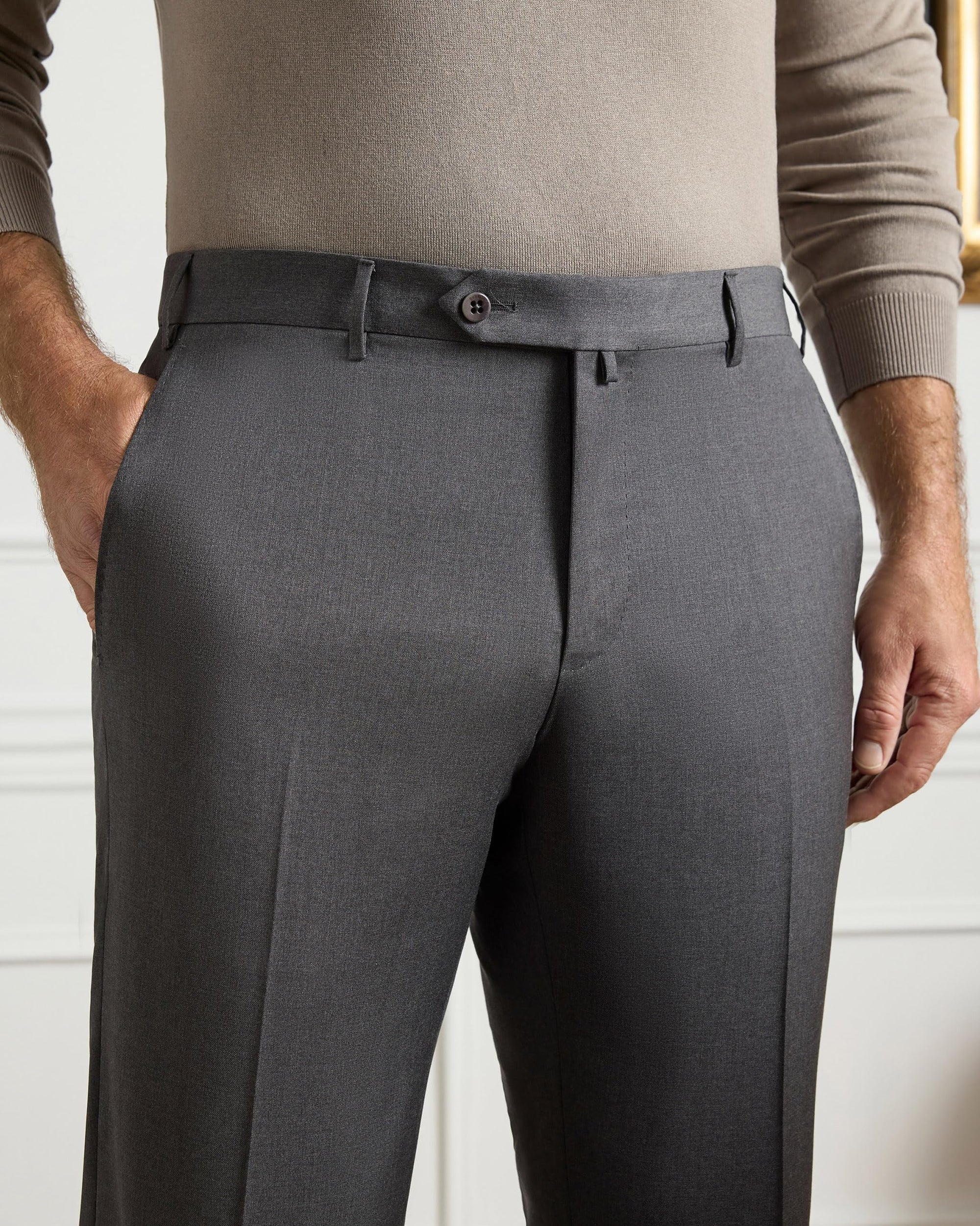 Men's Italian Wool Dress Pants Tailored Trousers