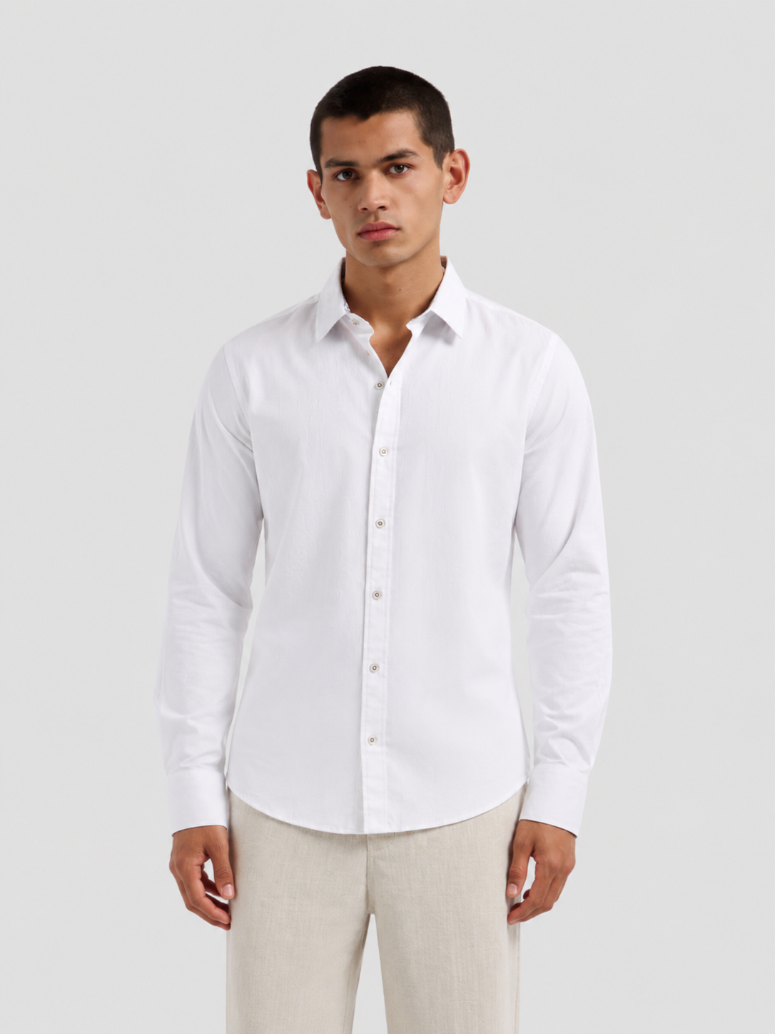 White cotton menswear shirt