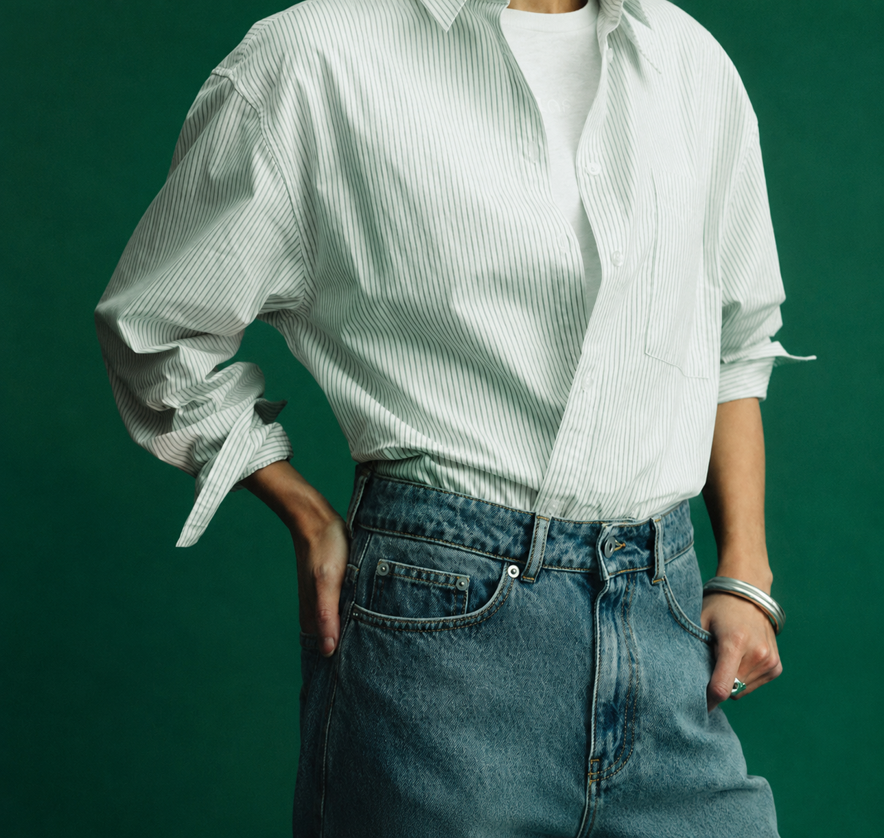 Branton denim and shirt editorial detail